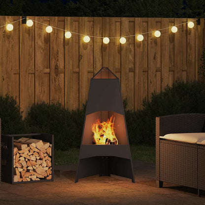 Fire Pit Black 50 x 50 x 95 cm Steel