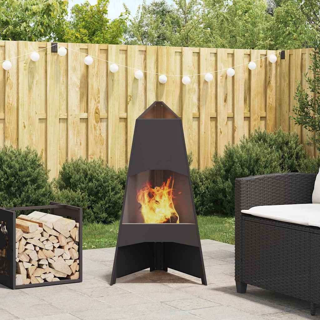 Fire Pit Black 50 x 50 x 95 cm Steel