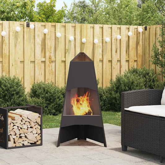 Fire Pit Black 50 x 50 x 95 cm Steel