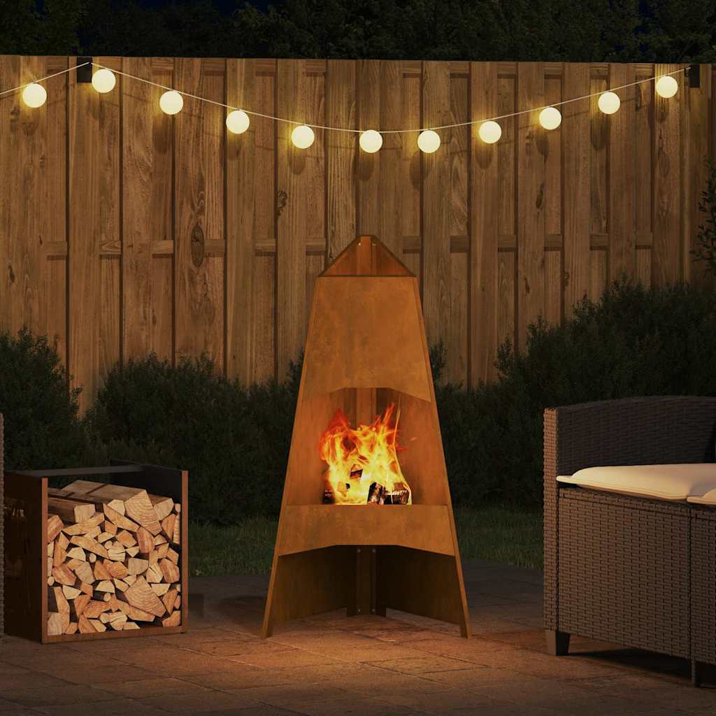 Fire Pit Brown 50 x 50 x 95 cm Steel