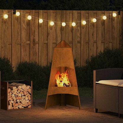 Fire Pit Brown 50 x 50 x 95 cm Steel
