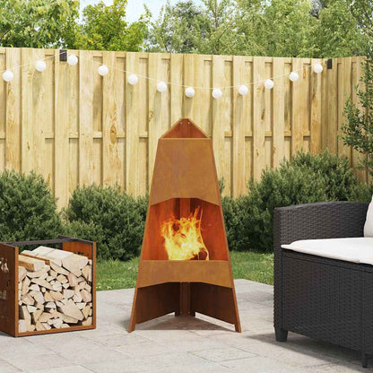 Fire Pit Brown 50 x 50 x 95 cm Steel