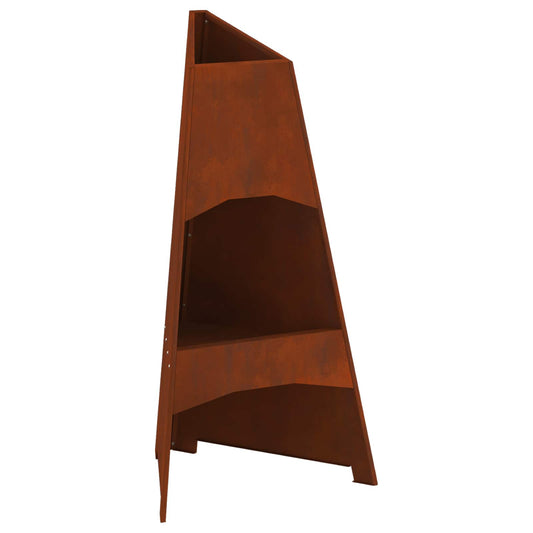 Fire Pit Brown 50 x 50 x 95 cm Weathering Steel