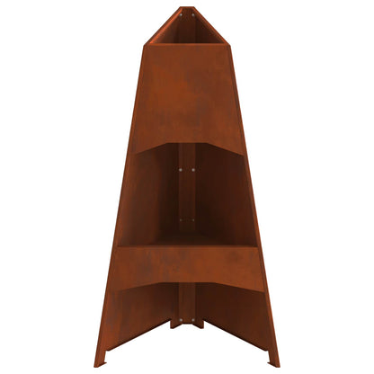 Fire Pit Brown 50 x 50 x 95 cm Weathering Steel