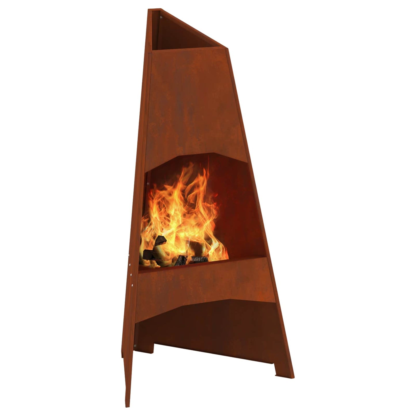 Fire Pit Brown 50 x 50 x 95 cm Weathering Steel
