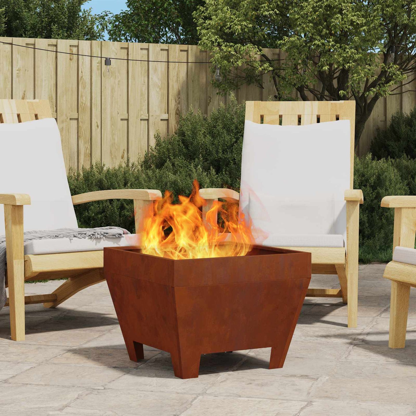 Fire Pit Brown 50 x 50 x 38 cm Weathering Steel