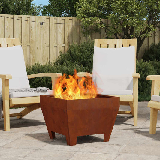 Fire Pit Brown 50 x 50 x 38 cm Weathering Steel