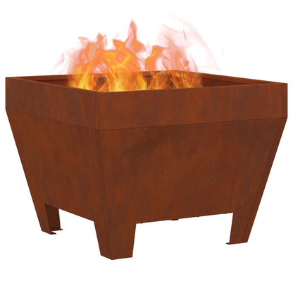 Fire Pit Brown 50 x 50 x 38 cm Weathering Steel