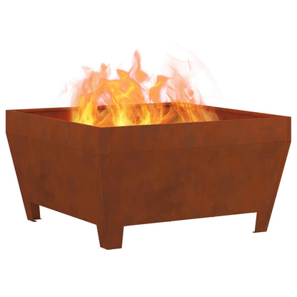 Fire Pit Brown 80 x 80 x 43 cm Weathering Steel
