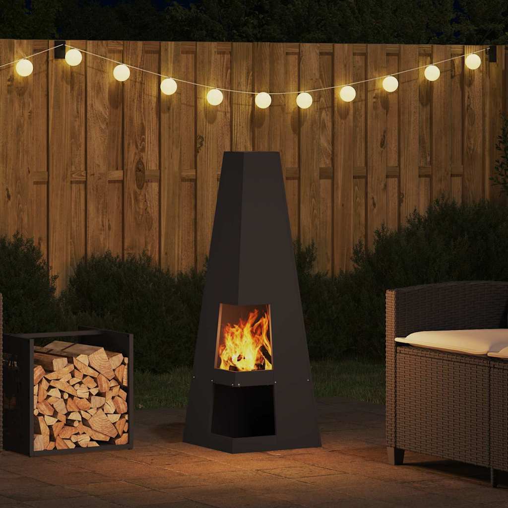 Fire Pit Black 35 x 35 x 100 cm Steel