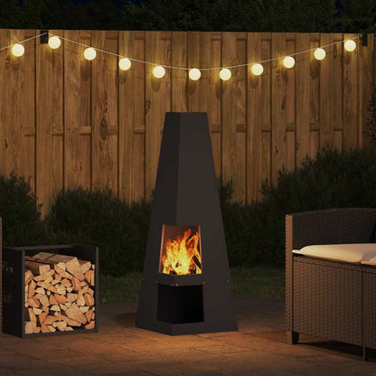 Fire Pit Black 35 x 35 x 100 cm Steel