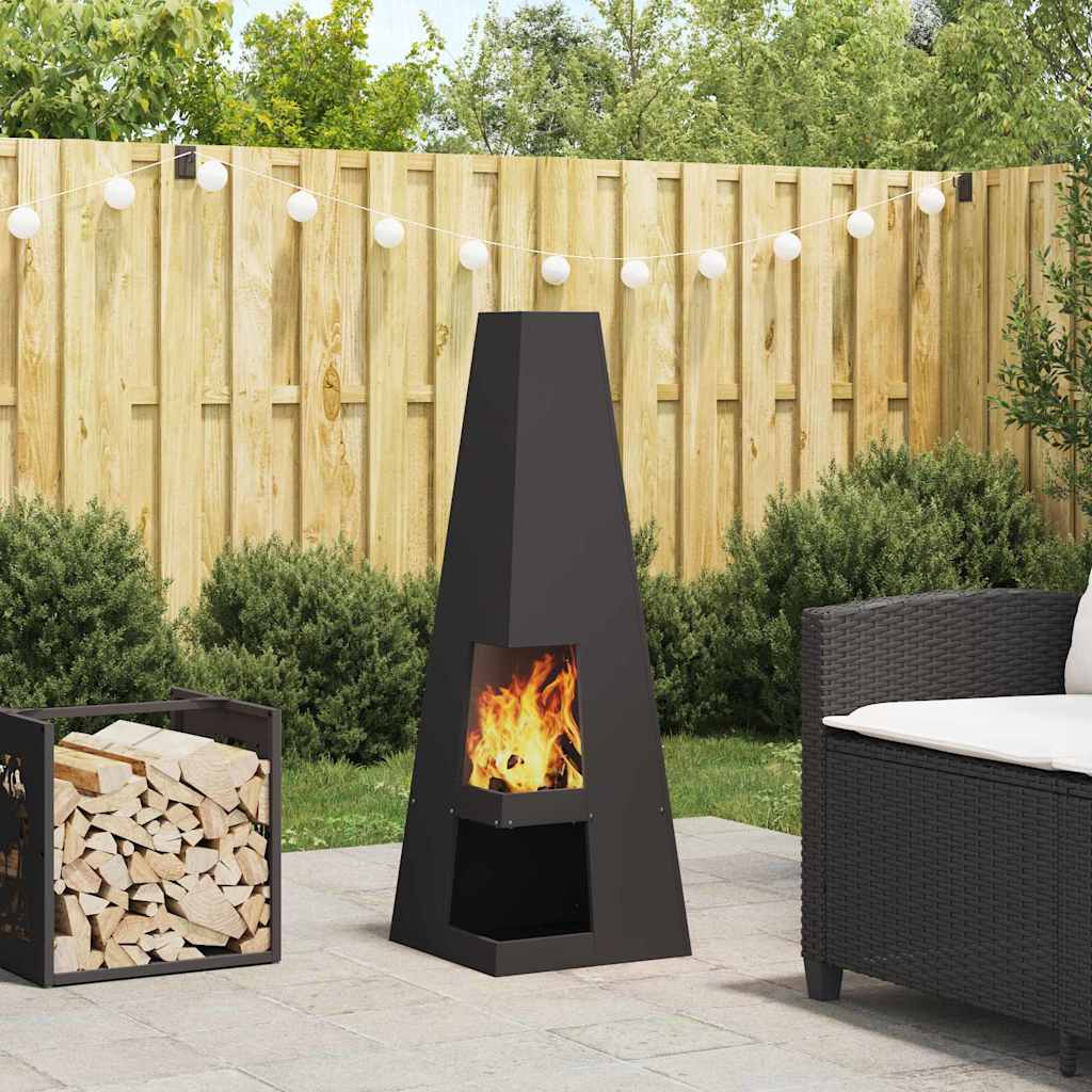 Fire Pit Black 35 x 35 x 100 cm Steel