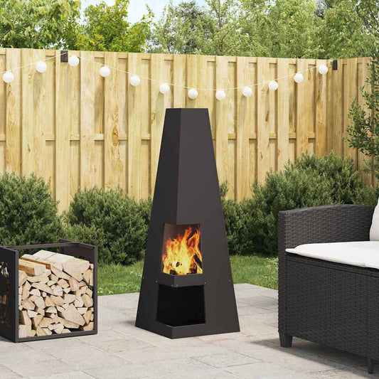 Fire Pit Black 35 x 35 x 100 cm Steel