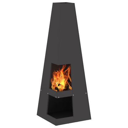 Fire Pit Black 35 x 35 x 100 cm Steel