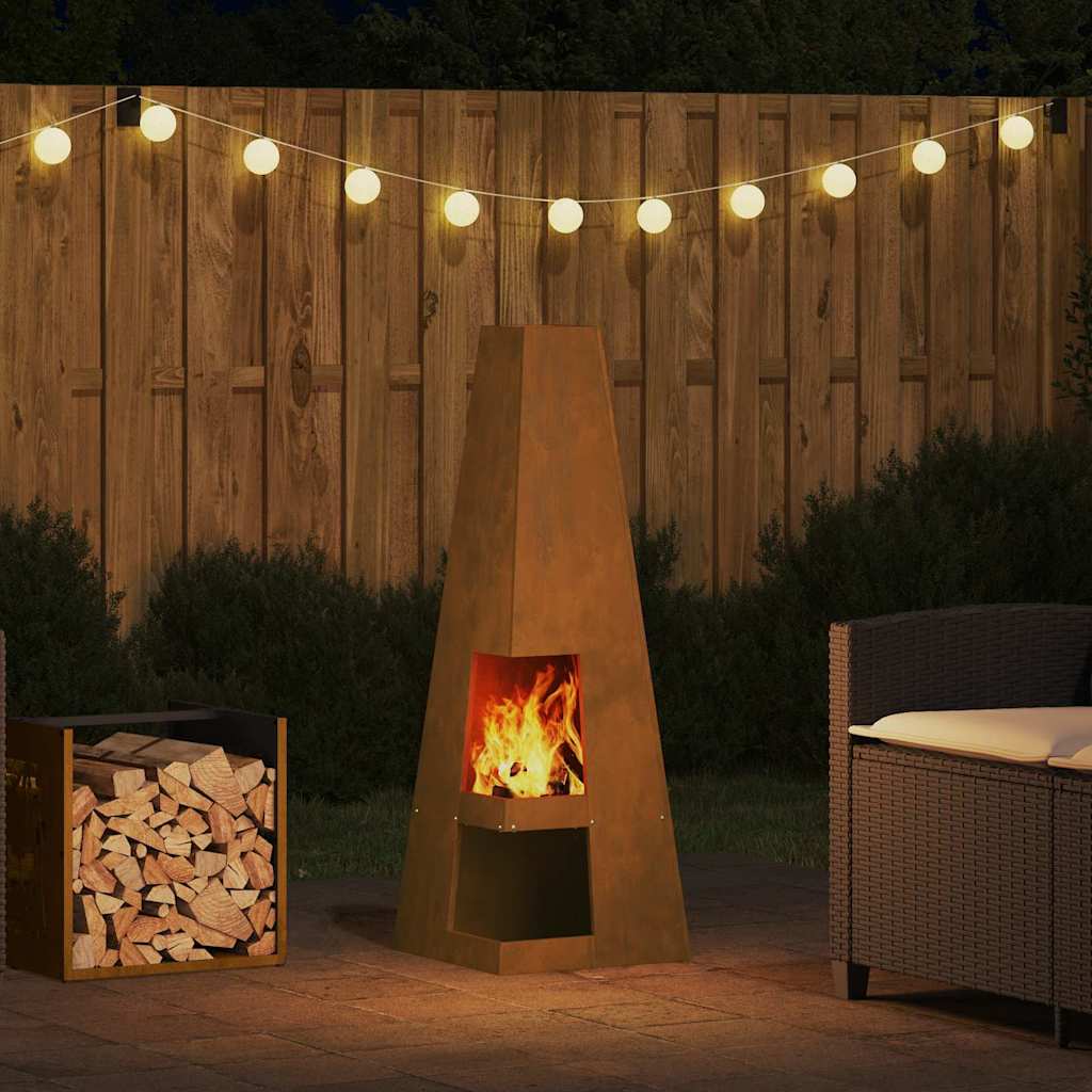 Fire Pit Brown 35 x 35 x 100 cm Steel