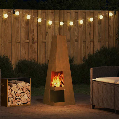 Fire Pit Brown 35 x 35 x 100 cm Steel