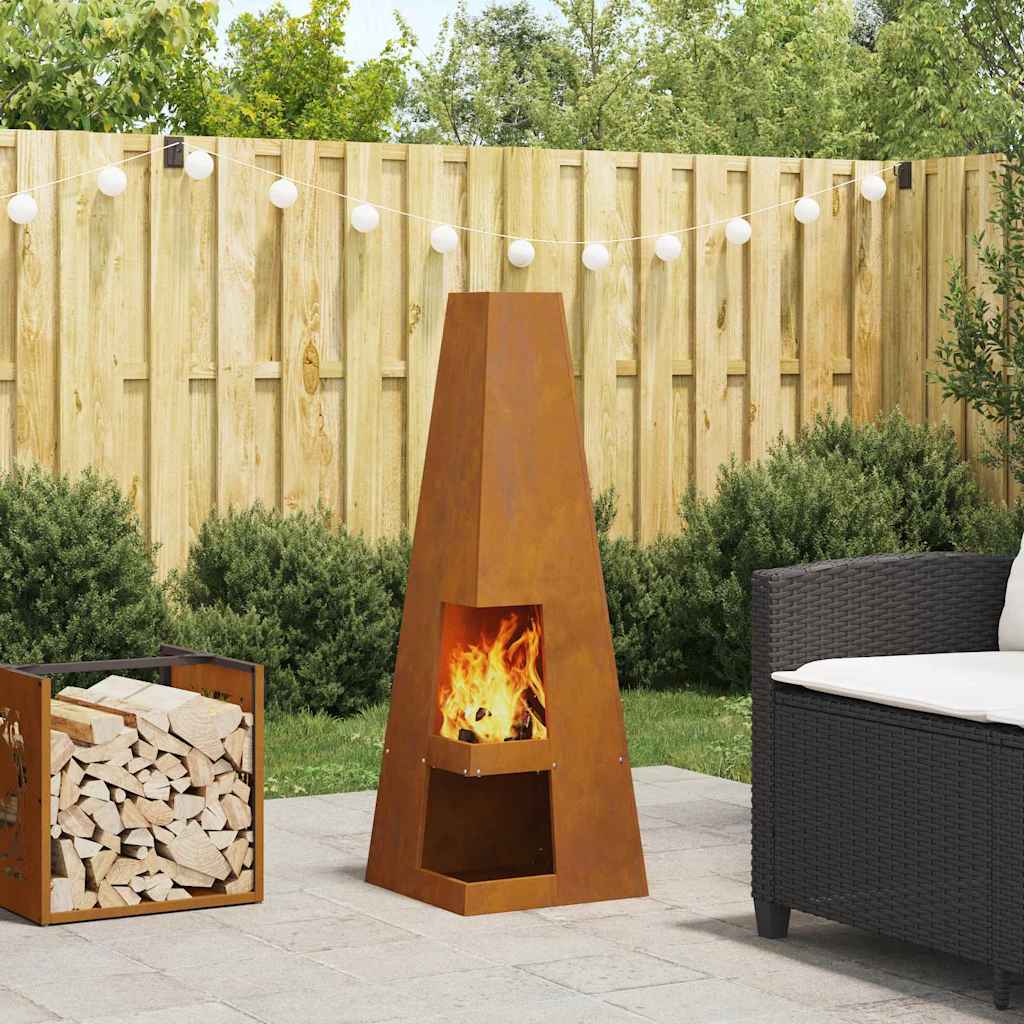 Fire Pit Brown 35 x 35 x 100 cm Steel