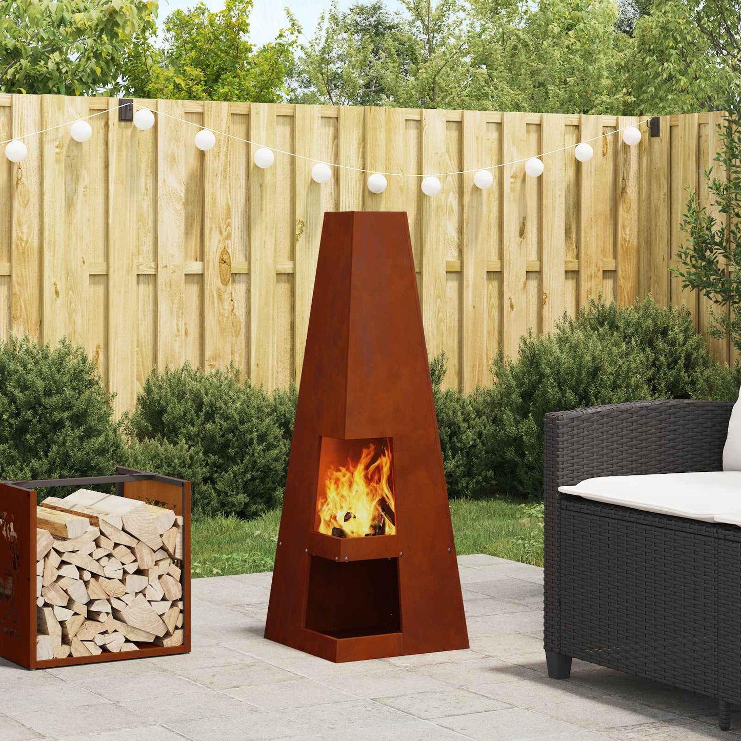 Fire Pit Brown 35 x 35 x 100 cm Weather Steel