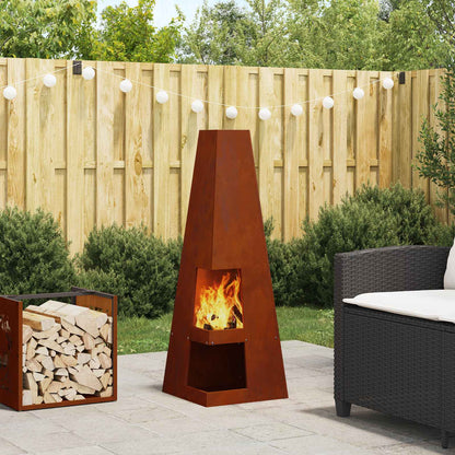 Fire Pit Brown 35 x 35 x 100 cm Weather Steel