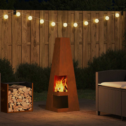 Fire Pit Brown 35 x 35 x 100 cm Weather Steel