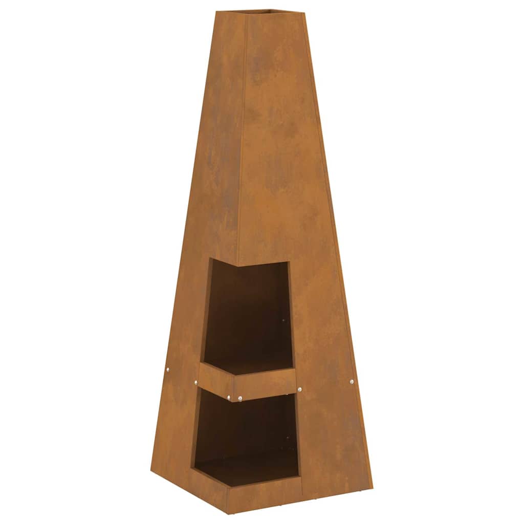 Fire Pit Brown 35 x 35 x 100 cm Steel