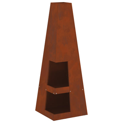 Fire Pit Brown 35 x 35 x 100 cm Weather Steel