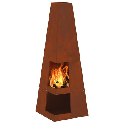 Fire Pit Brown 35 x 35 x 100 cm Weather Steel