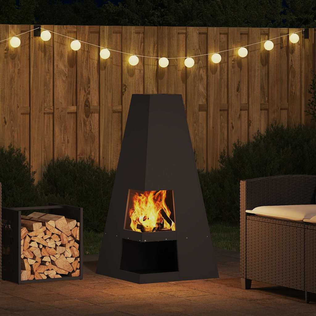 Fire Pit Black 50 x 50 x 100 cm Steel