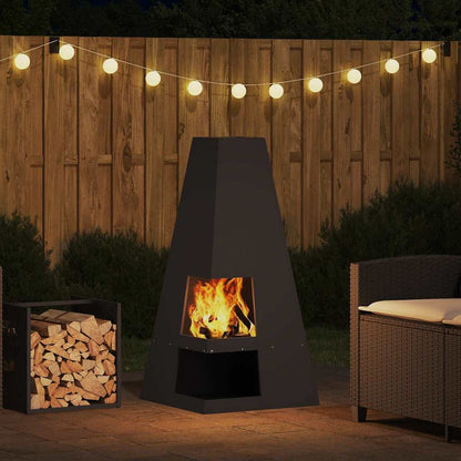 Fire Pit Black 50 x 50 x 100 cm Steel