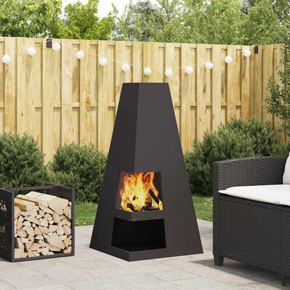 Fire Pit Black 50 x 50 x 100 cm Steel
