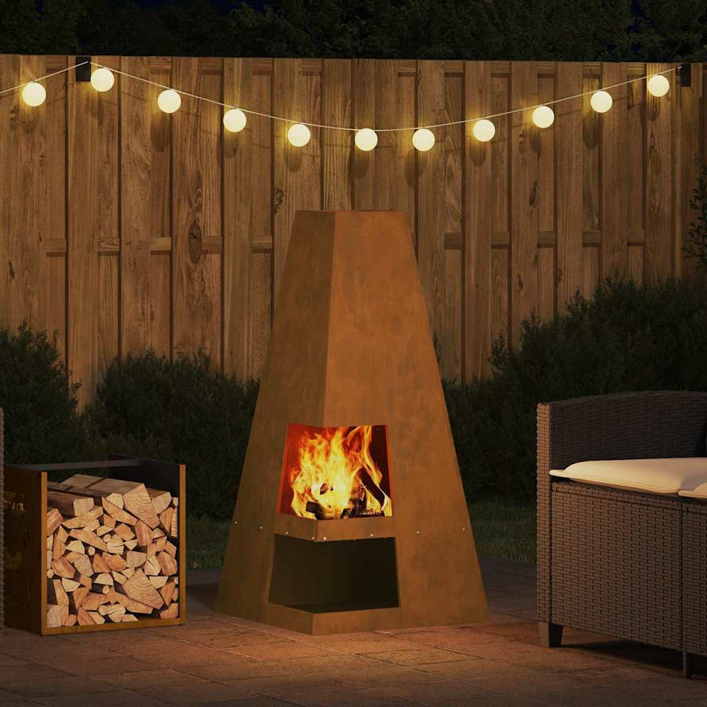 Fire Pit Brown 50 x 50 x 100 cm Steel