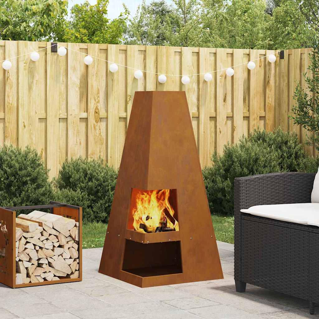Fire Pit Brown 50 x 50 x 100 cm Steel