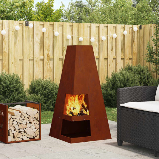 Fire Pit Brown 50 x 50 x 100 cm Weathering Steel