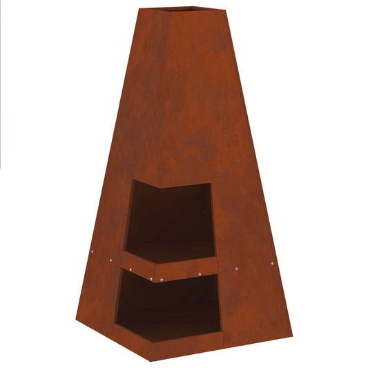 Fire Pit Brown 50 x 50 x 100 cm Weathering Steel