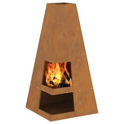 Fire Pit Brown 50 x 50 x 100 cm Steel