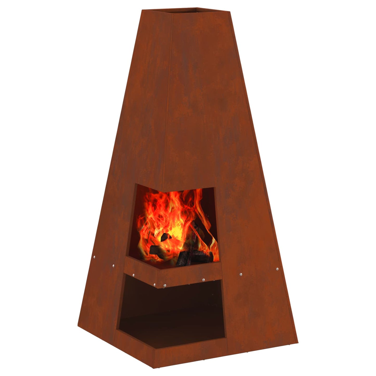 Fire Pit Brown 50 x 50 x 100 cm Weathering Steel