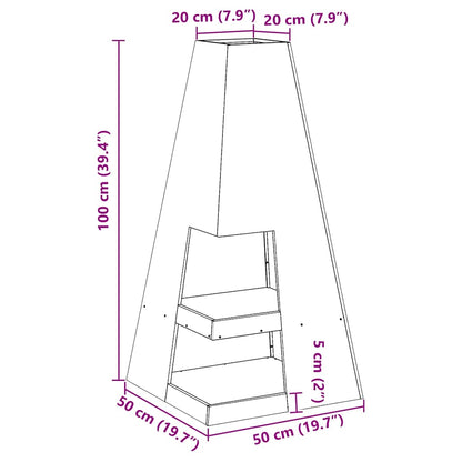 Fire Pit Brown 50 x 50 x 100 cm Steel