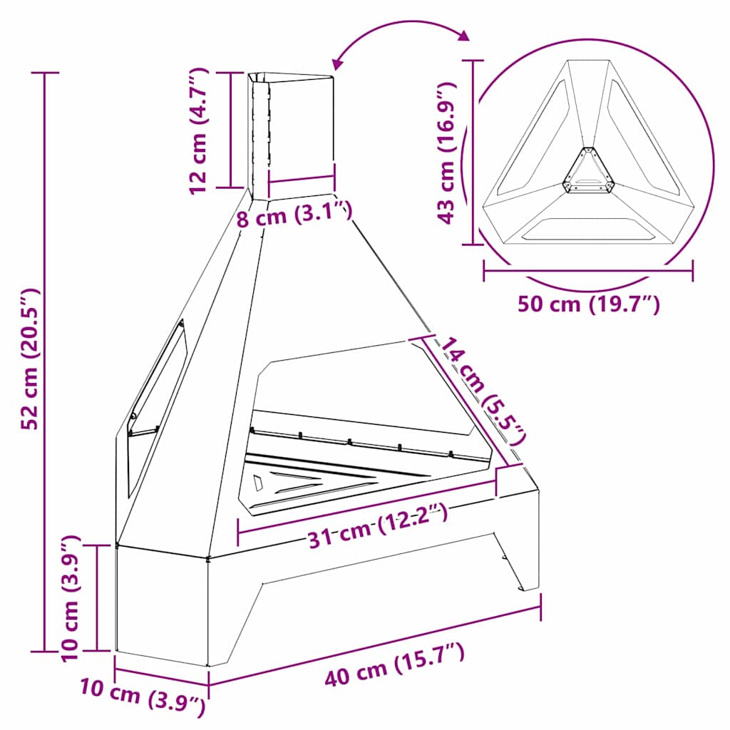 Fire Pit Black 50 x 43 x 52 cm Steel