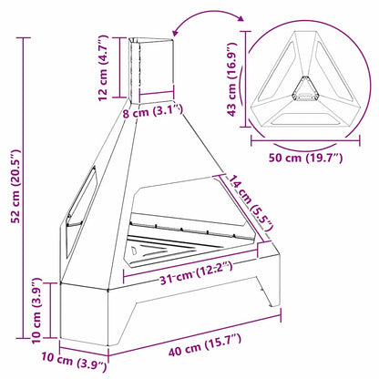 Fire Pit Black 50 x 43 x 52 cm Steel