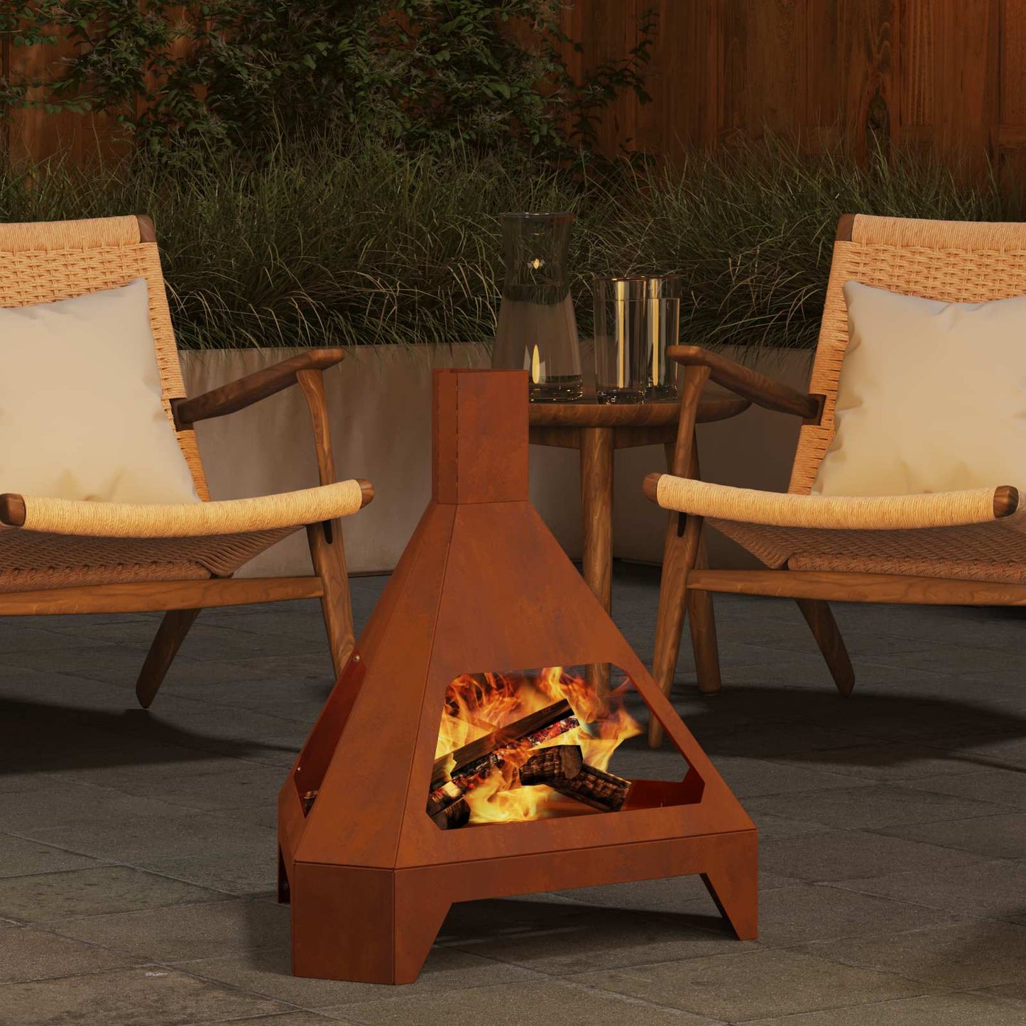 Fire Pit Brown 50 x 43 x 52 cm Weathering Steel