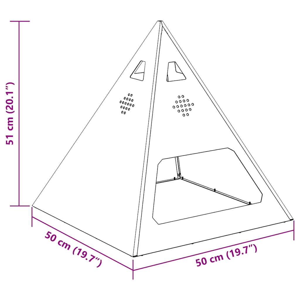Fire Pit Black 50 x 50 x 51 cm Steel