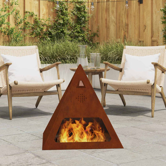 Fire Pit Brown 50 x 50 x 51 cm Weathering Steel