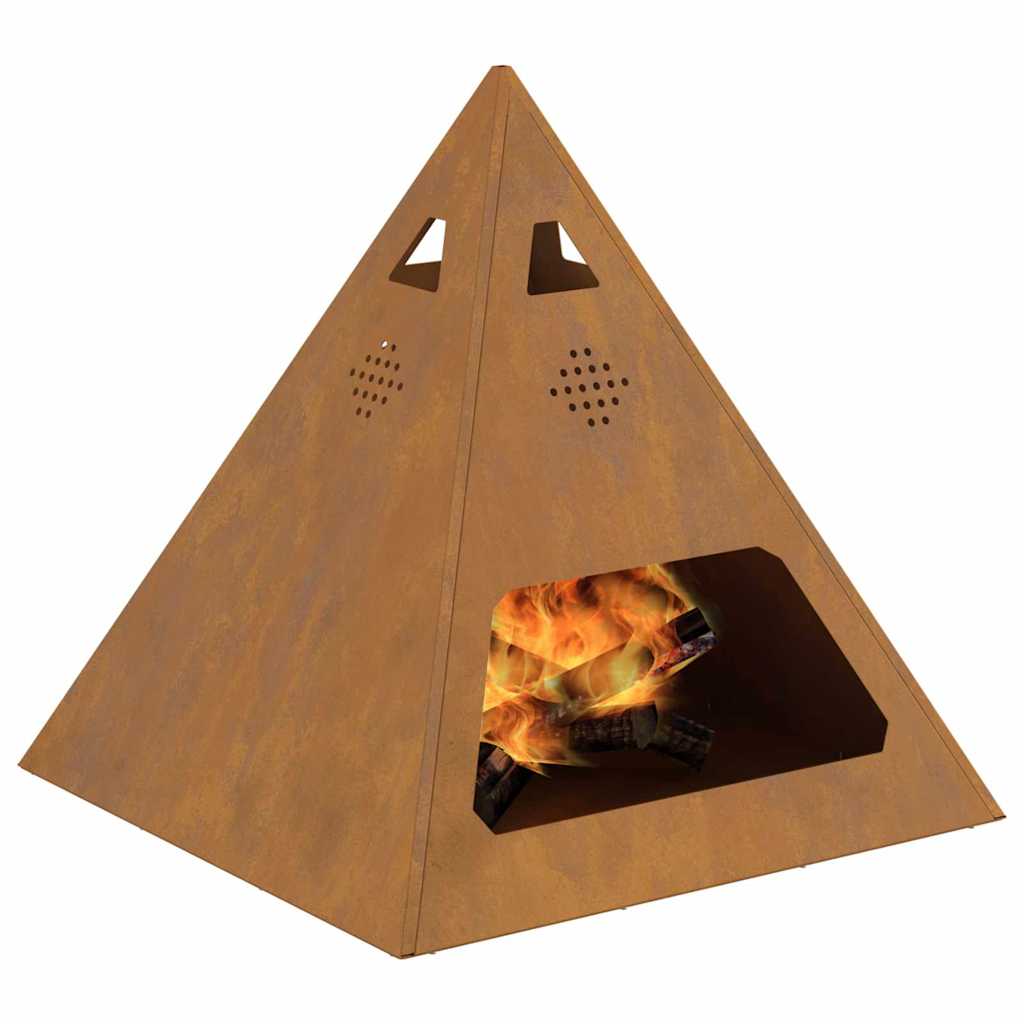 Fire Pit Brown 50 x 50 x 51 cm Weathering steel