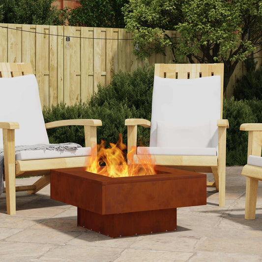 Fire Pit Brown 60 x 60 x 30 cm Weathering Steel
