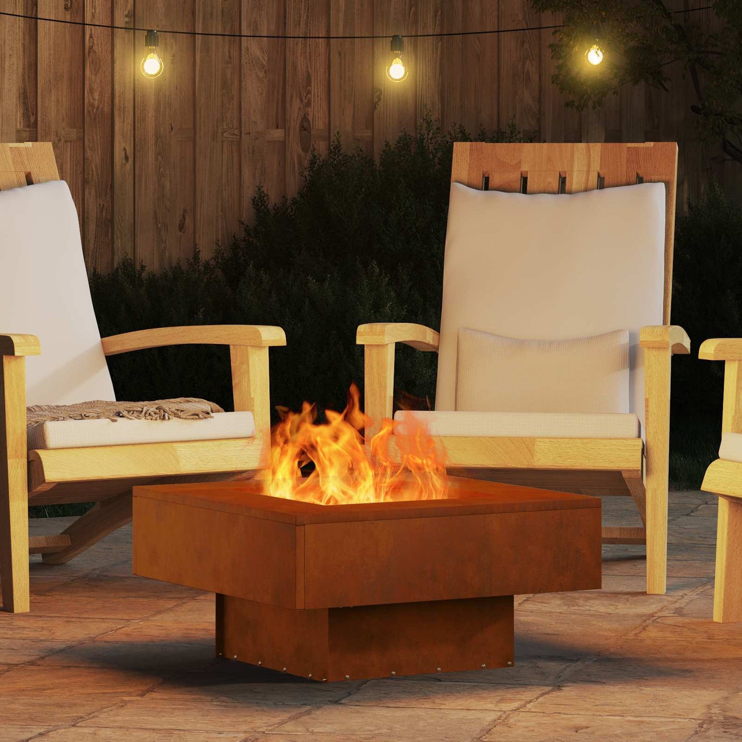 Fire Pit Brown 60 x 60 x 30 cm Weathering Steel