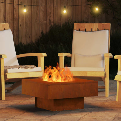 Fire Pit Brown 60 x 60 x 30 cm Weathering Steel