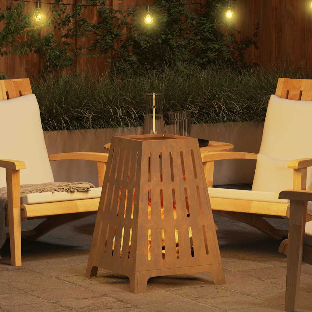 Fire Pit Brown 50 x 50 x 70 cm Weathering steel