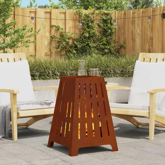 Fire Pit Brown 50 x 50 x 70 cm Weathering Steel