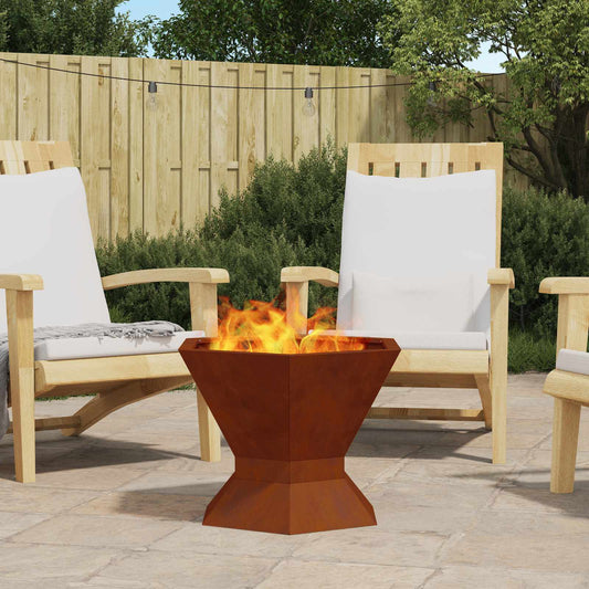 Fire Pit Brown 50 x 50 x 40 cm Weathering Steel