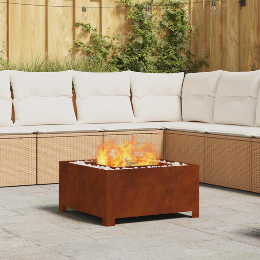 Fire Pit Brown 60 x 60 x 30 cm Weathering Steel